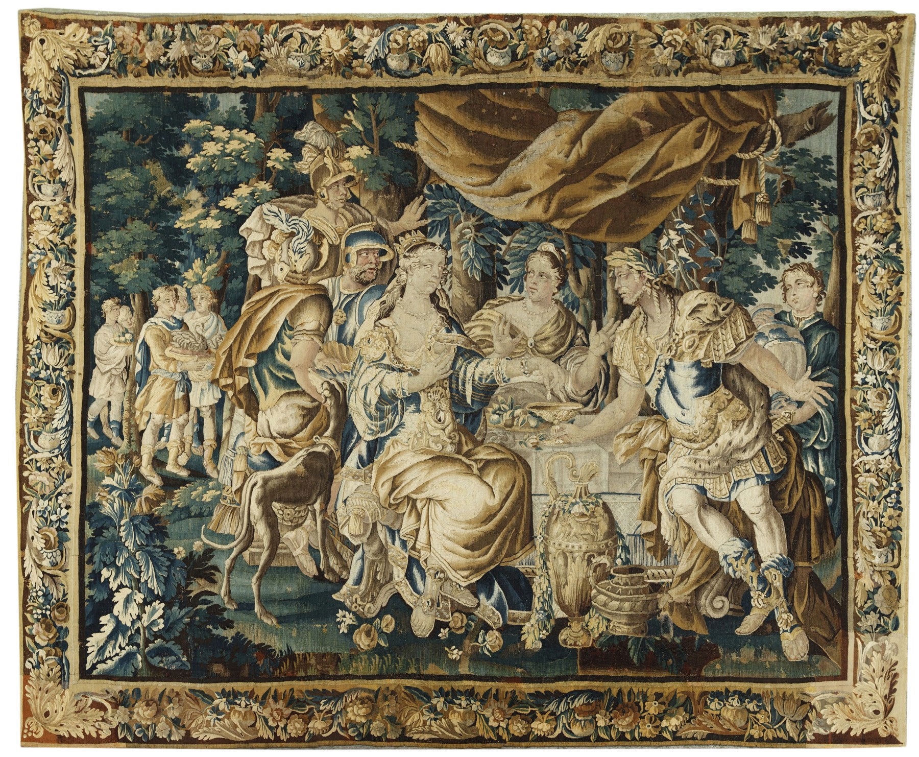 Antique Aubusson Style French Tapestry Picture by Gobelins of