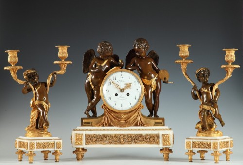 Antiquités - &quot;Geniuses of the Arts&quot; Clock Set by G. Fabre, France, circa 1900