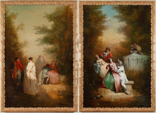 "Courtly Love" and "Inconstant Love", French School, Late 19th C.