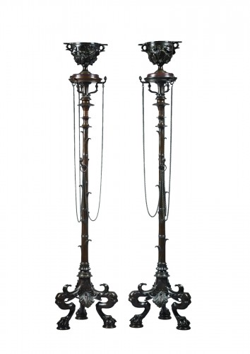 Pair of &quot;Bamboo&quot; Stands attr. to H. Cahieux &amp; F. Barbedienne France circa 1855