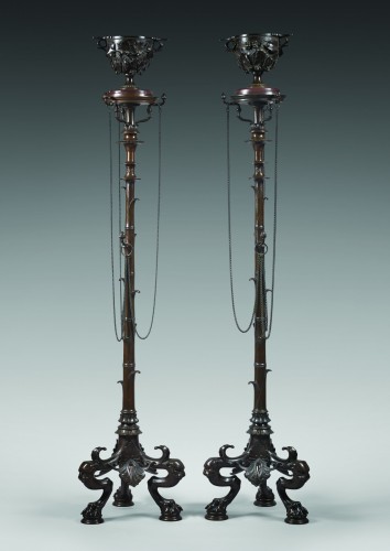 Pair of &quot;Bamboo&quot; Stands attr. to H. Cahieux &amp; F. Barbedienne France circa 1855 - 
