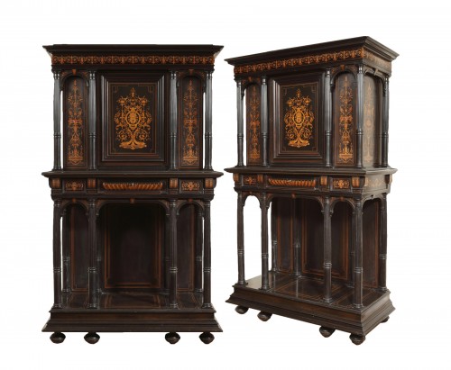 Paire de cabinets néo-Renaissance attribués à F. Linke, France circa 1880