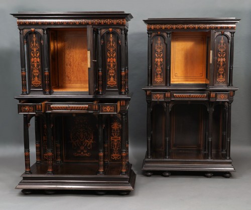 Furniture  - Rare Pair of neo-Renaissance Cabinets attr. to F. Linke, France circa 1880