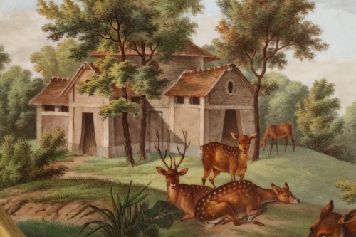 Paris Porcelain &quot;Deers in a Landscape&quot; by Saunier, French School, 1819 - 