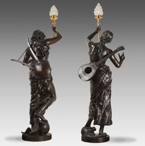 Luminaires Lampe - Paire de torchères par J.-F. Coutan, France Circa 1910