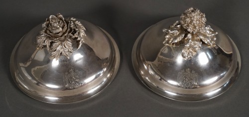 Pair of Silver Plates Dome Cover, France Circa 1870 - Antique Silver Style Napoléon III