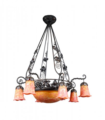 Eight-Lights Chandelier, Daum Nancy France Circa 1910