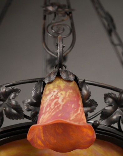 Suspension à huit Lumières, Daum Nancy France circa 1910 - Art nouveau