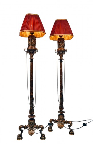 Pair of neo-Greek Floor lamps by F. Barbedienne, France circa 1860