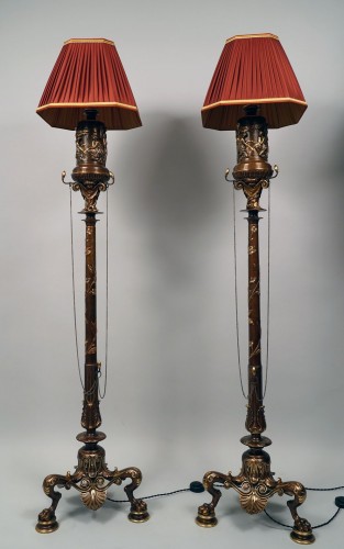 Paire de de lampadaires néo-Grecs par F. Barbedienne, France circa 1860 - Luminaires Style Napoléon III