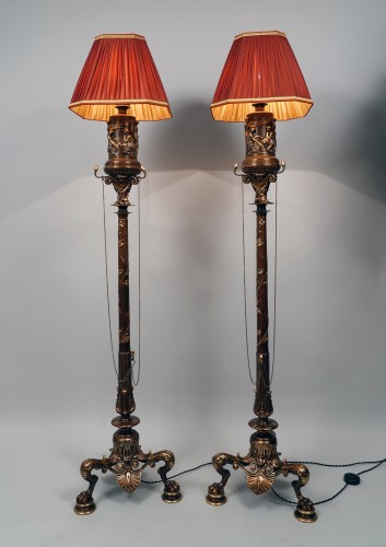 Antiquités - Paire de de lampadaires néo-Grecs par F. Barbedienne, France circa 1860