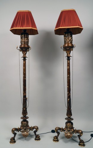 Antiquités - Paire de de lampadaires néo-Grecs par F. Barbedienne, France circa 1860
