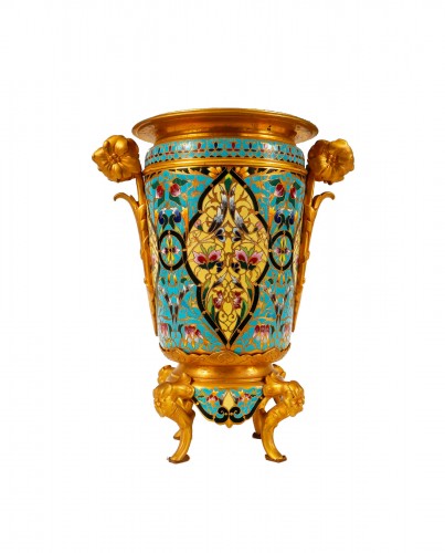 Cache-pot émaillé attribué à Maison A. Giroux, France circa 1870