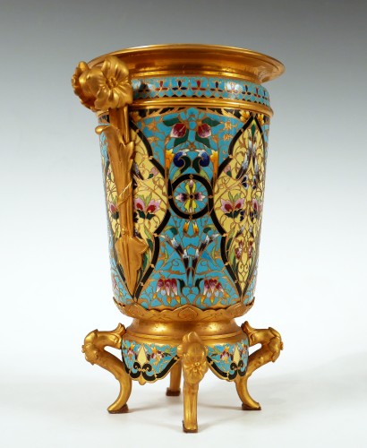 Objet de décoration Cassolettes, coupe et vase - Cache-pot émaillé attribué à Maison A. Giroux, France circa 1870