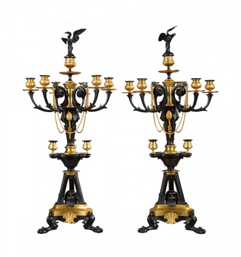 Pair of Neo-Greek  Candelabras attributed to G. Servant, France, Circa 1870