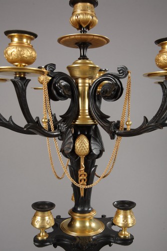 Luminaires Bougeoirs et Chandeliers - Paire de candélabres néo-grecs attribué à G. Servant, France ciraca 1870