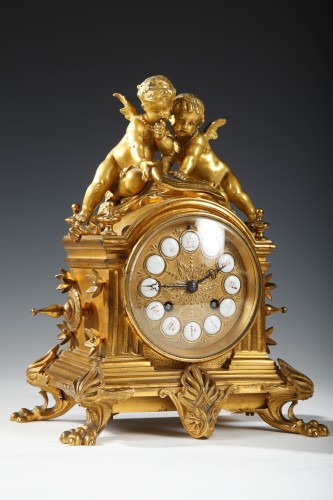 Clock with Cupids by d&#039;Aureville &amp; Chameroy, Maison Barbot, France, 1860 - Horology Style Napoléon III