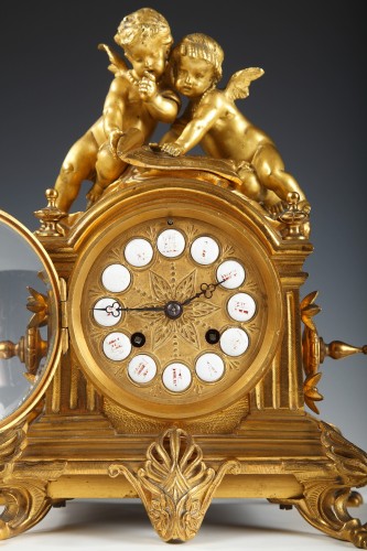 Horology  - Clock with Cupids by d&#039;Aureville &amp; Chameroy, Maison Barbot, France, 1860
