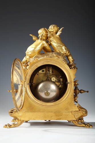 Clock with Cupids by d&#039;Aureville &amp; Chameroy, Maison Barbot, France, 1860 - 