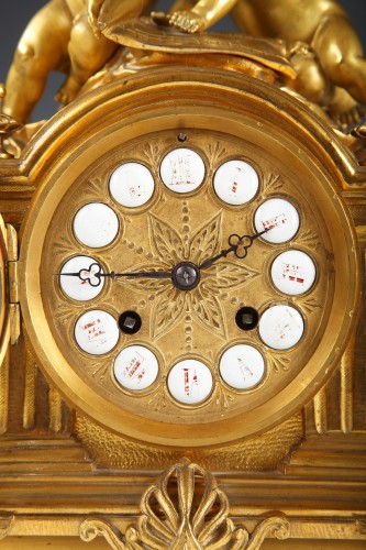 Clock with Cupids by d&#039;Aureville &amp; Chameroy, Maison Barbot, France, 1860 - Napoléon III