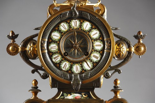 A Neo-Greek Clock Set, H. Houdebine, France circa 1867 - 
