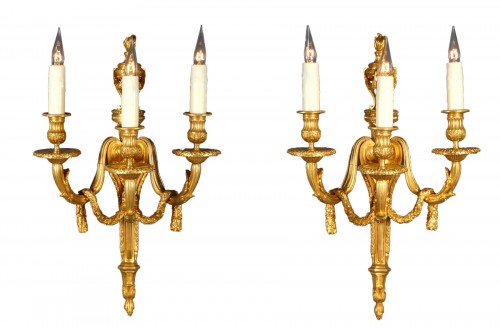 Pair of Sconces with an "Antique Brasero", France 1880