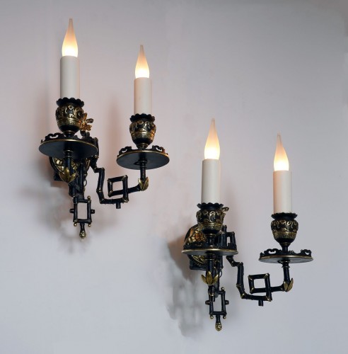 Paire d'Appliques "bambou", Attribué à Marnyhac, France circa 1890 - Luminaires Style Napoléon III
