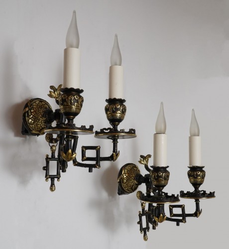 Luminaires Appliques - Paire d'Appliques "bambou", Attribué à Marnyhac, France circa 1890