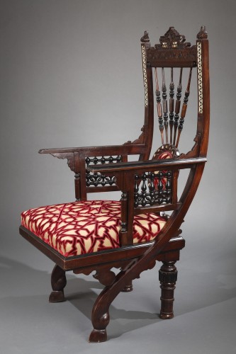 Orientalist Armchair Att. To G. Parvis, Italy Circa 1880 - Napoléon III