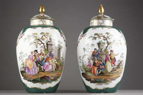 Impressive Pair of Vases and Cover Attr. to Samson &amp; Cie France C. 1890 - 