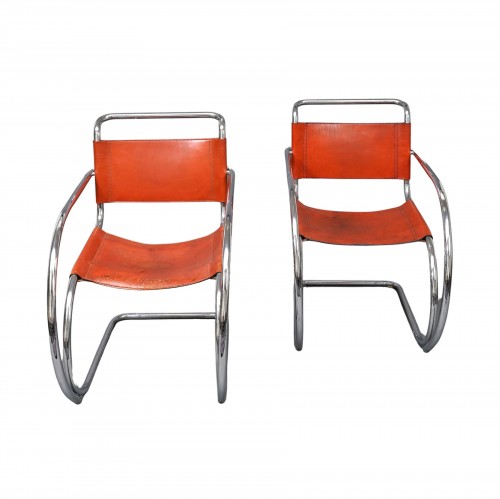 Paire de Fauteuils MR20 d'après le modèle de Mies Van Der Rohe, Allemagne C. 1970