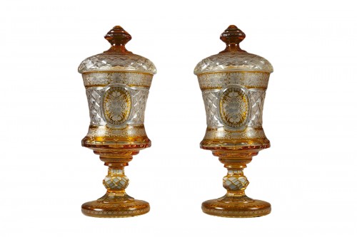 Pair of Sweatmeat Vases, Bohemian Crystal Glassware, Bohemia Circa 1880