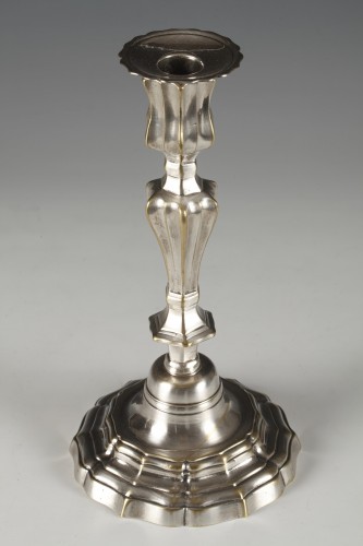 Lighting  - Pair of Silvered Bronze Candlesticks, France18th Century
