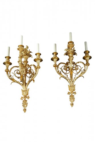 Pair Of Lovebirds Wall-lights, By G. Denière, France circa 1890