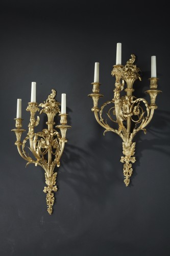Pair Of Lovebirds Wall-lights, By G. Denière, France circa 1890 - Lighting Style Napoléon III