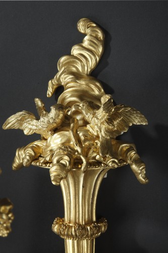 Pair Of Lovebirds Wall-lights, By G. Denière, France circa 1890 - 