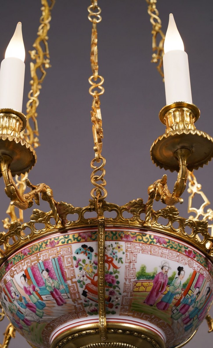 Canton Porcelain Chandelier China France Circa 1880 Ref.107479