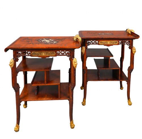 Pair of &quot;pagoda&quot; Tables, Attributed To Viardot, France Circa 1880
