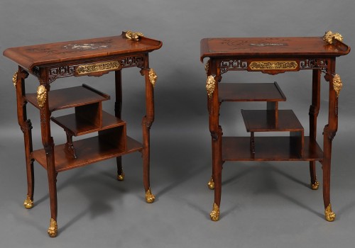 Pair of &quot;pagoda&quot; Tables, Attributed To Viardot, France Circa 1880 - Furniture Style Napoléon III