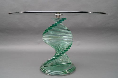 Table en verre "helix Spiral Swivel", France vers 1980 - Mobilier Style 