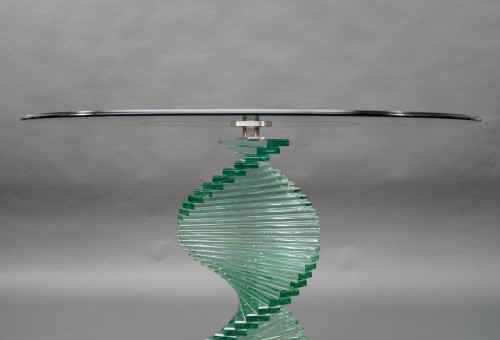 Mobilier Table & Guéridon - Table en verre "helix Spiral Swivel", France vers 1980