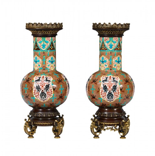 Paire de vases balustres, J.vieillard & Cie et A. de Caranza, France circa 1880