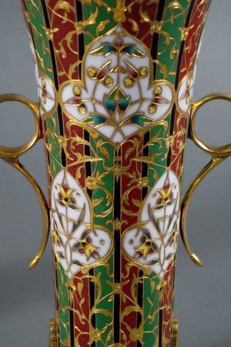 19th century - Pair of Trumpet Shaped Byzantine Vases, L.c. Sevin &amp; F. Barbedienne, C1880