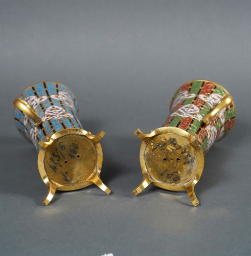 Napoléon III - Pair of Trumpet Shaped Byzantine Vases, L.c. Sevin &amp; F. Barbedienne, C1880