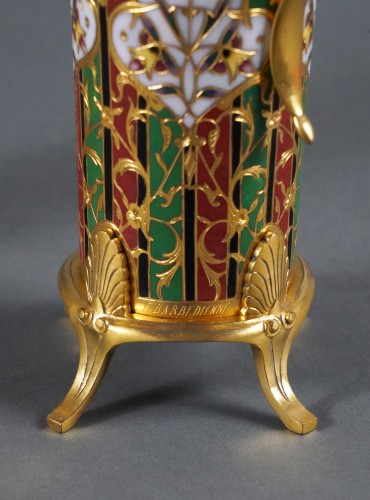 Antiquités - Paire de vases cornets à décor Byzantin L.C. Sevin & F. Barbedienne, France circa 1880