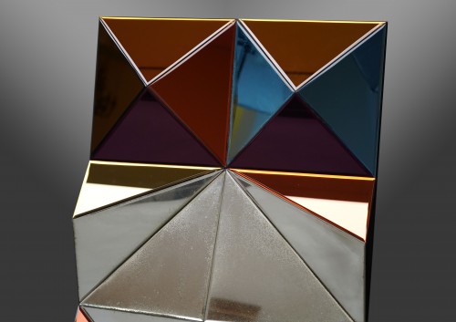 20th century - Multicolor Tinted Mirror, &quot;oiseau De Paradis&quot;, O. De Schrijver &amp; Ode Design