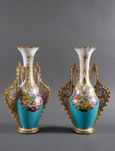 Pair of Oriental Style Vases  France c1880 - Porcelain & Faience Style 