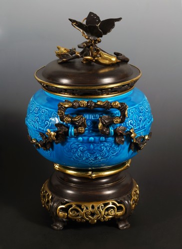 Chinese style covered Jar, by the Longwy Manufacture, France, circa 1870 - 
