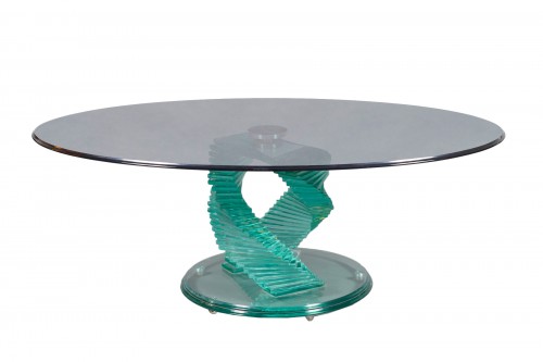 Table basse inspirée du style « Helix Spiral Swivel »de Danny Lane, France circa 1980