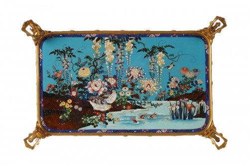 Japanese style Tray attributed to L-C Sevin & F Barbedienne, France-Japan circa 1860